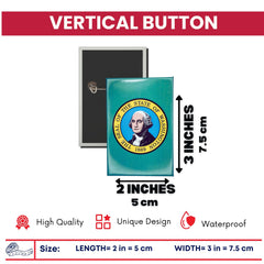 Vertical Button - State Flag Washington - USA