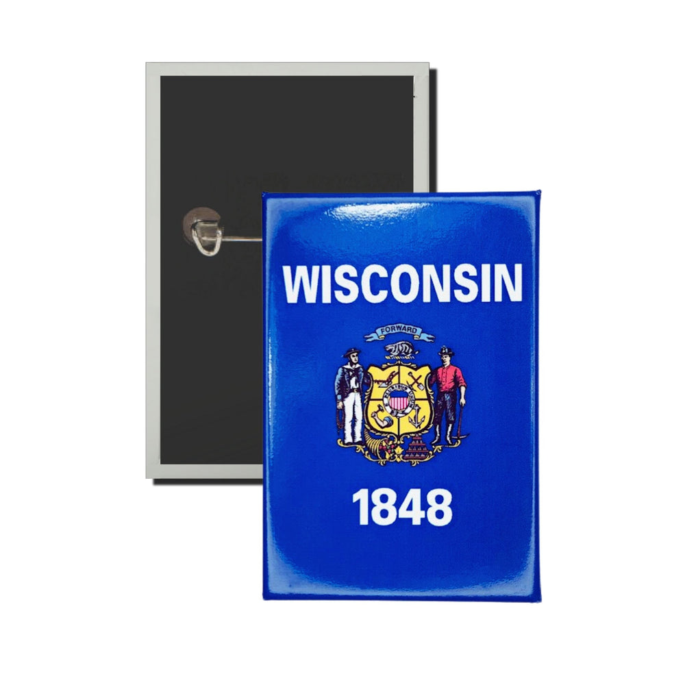 Vertical Button - State Flag Wisconsin - USA