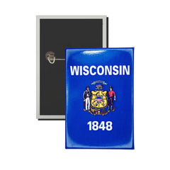 Vertical Button - State Flag Wisconsin - USA