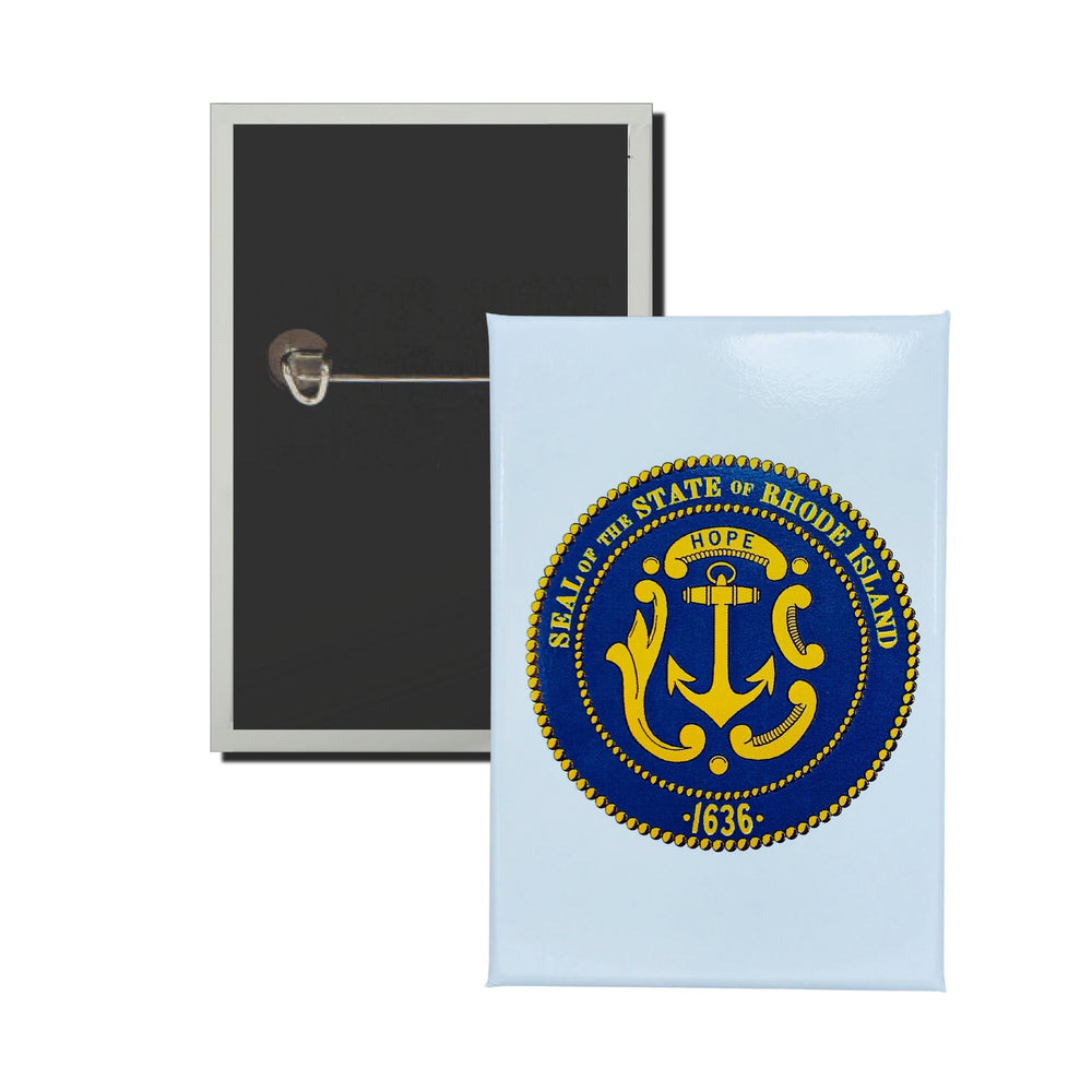 Vertical Button - State Seal Rhode Island - USA