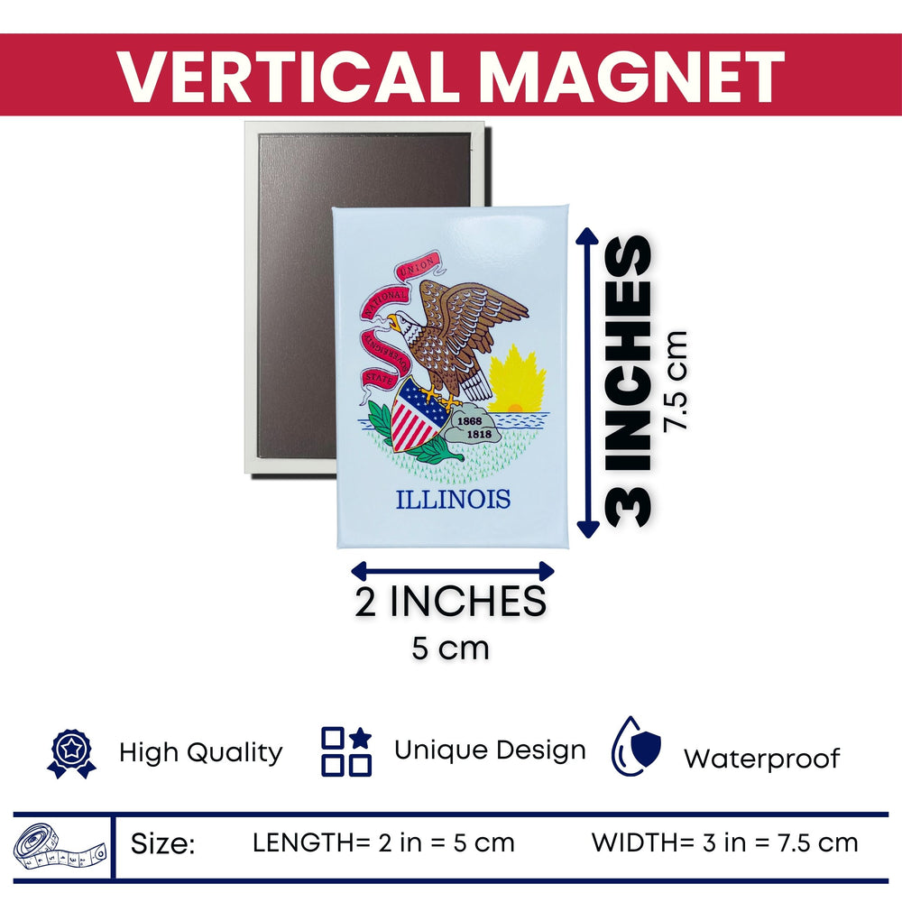 Vertical Magnet - State Flag Illinois - USA
