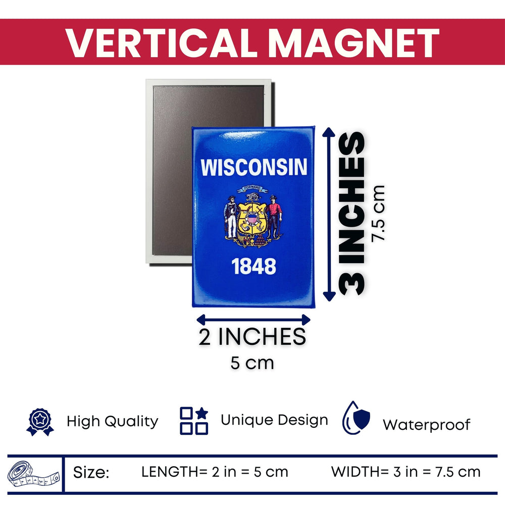 Vertical Magnet - State Flag Wisconsin - USA