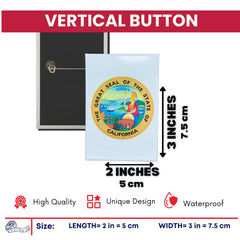 Vertical Button - State Seal California - USA