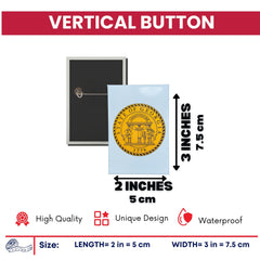 Vertical Button - State Seal Georgia - USA