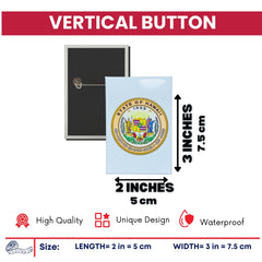 Vertical Button - State Seal Hawaii - USA