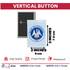 Vertical Button - State Seal Louisiana - USA