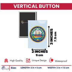 Vertical Button - State Seal New Hampshire - USA