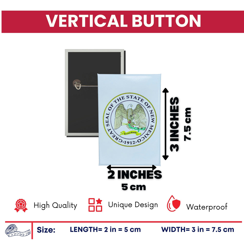Vertical Button - State Seal New Mexico - USA