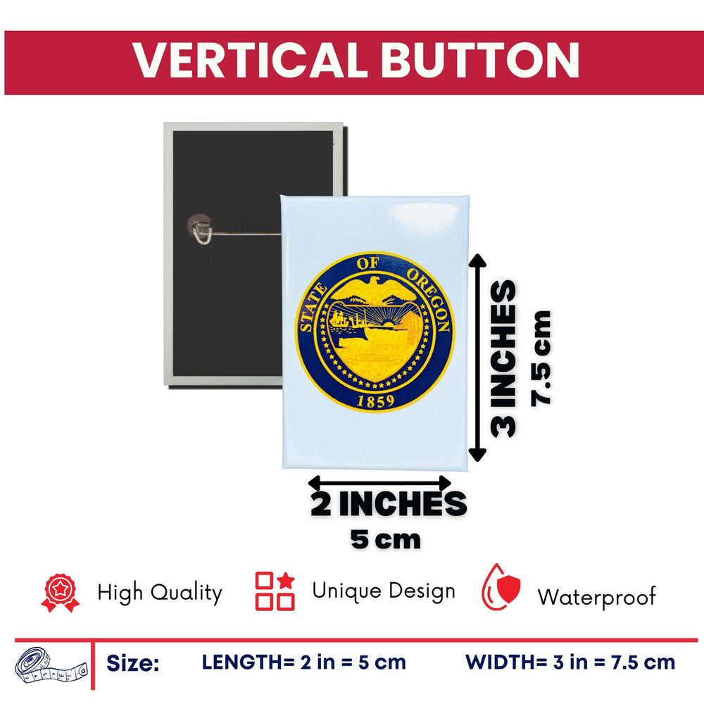 Vertical Button - State Seal Oregon - USA