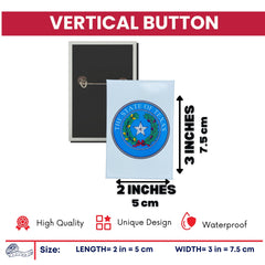 Vertical Button - State Seal Texas - USA