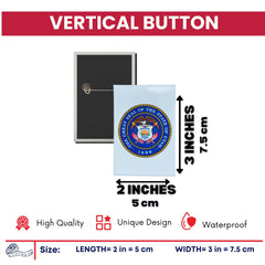 Vertical Button - State Seal Utah - USA