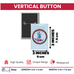 Vertical Button - State Seal Virginia - USA