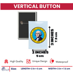 Vertical Button - State Seal Washington - USA