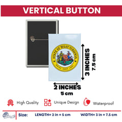 Vertical Button - State Seal West Virginia - USA