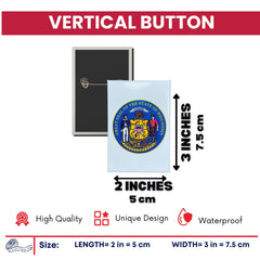 Vertical Button - State Seal Wisconsin - USA