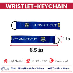 Wristlet Keychain - State Flag Connecticut - USA - K066