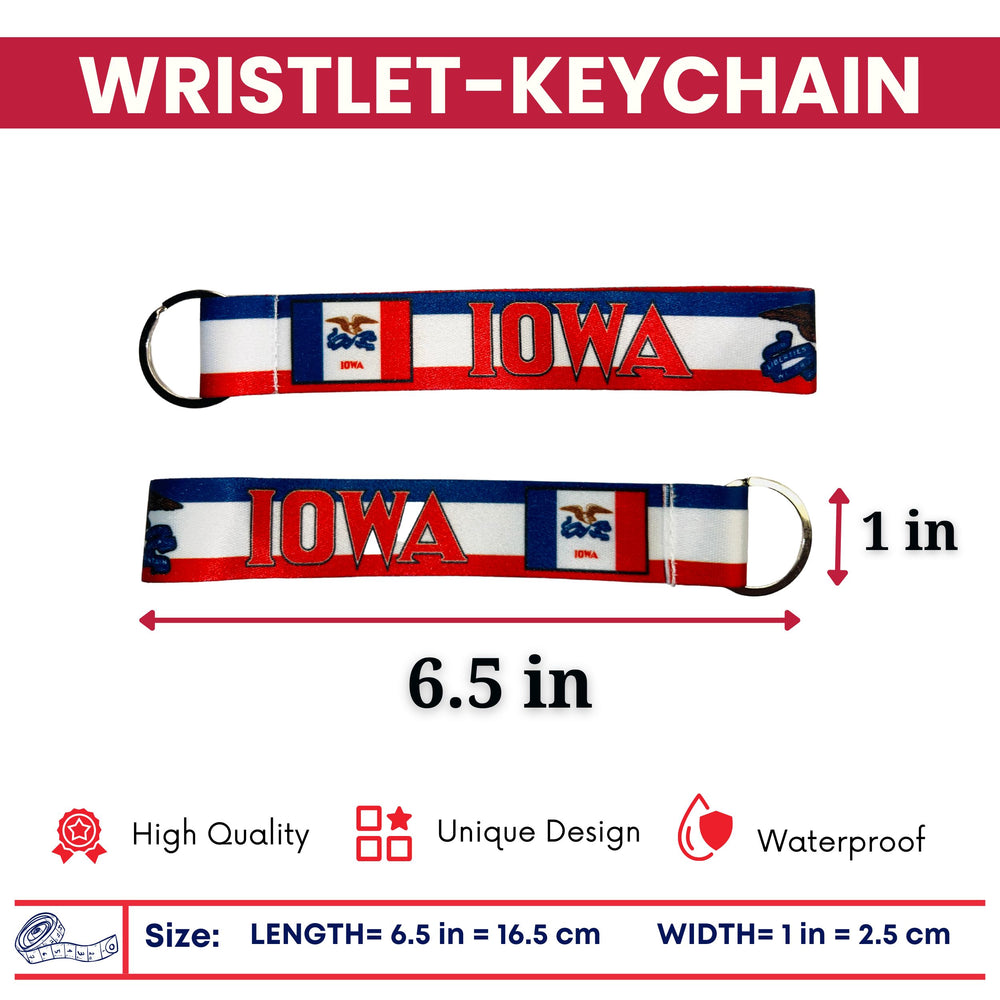 Wristlet Keychain - State Flag Iowa - USA - K074