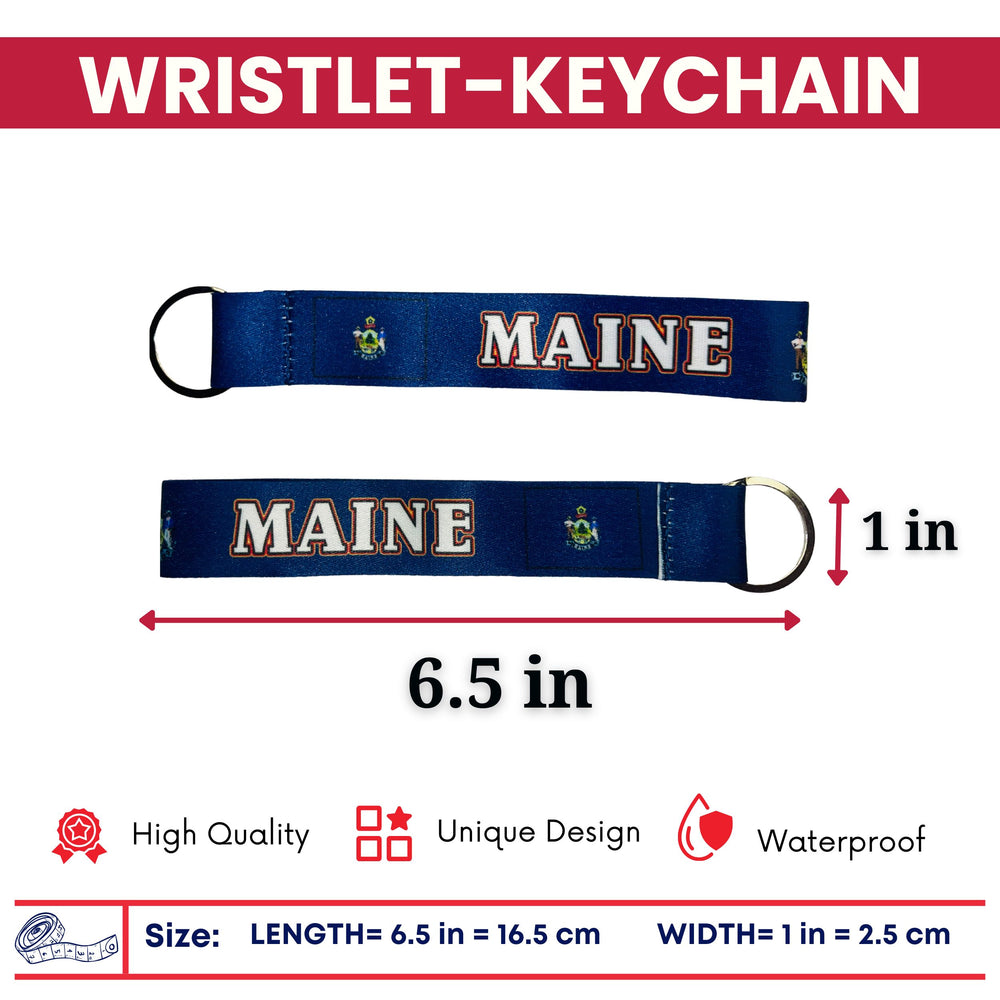 Wristlet Keychain - State Flag Maine - USA - K089