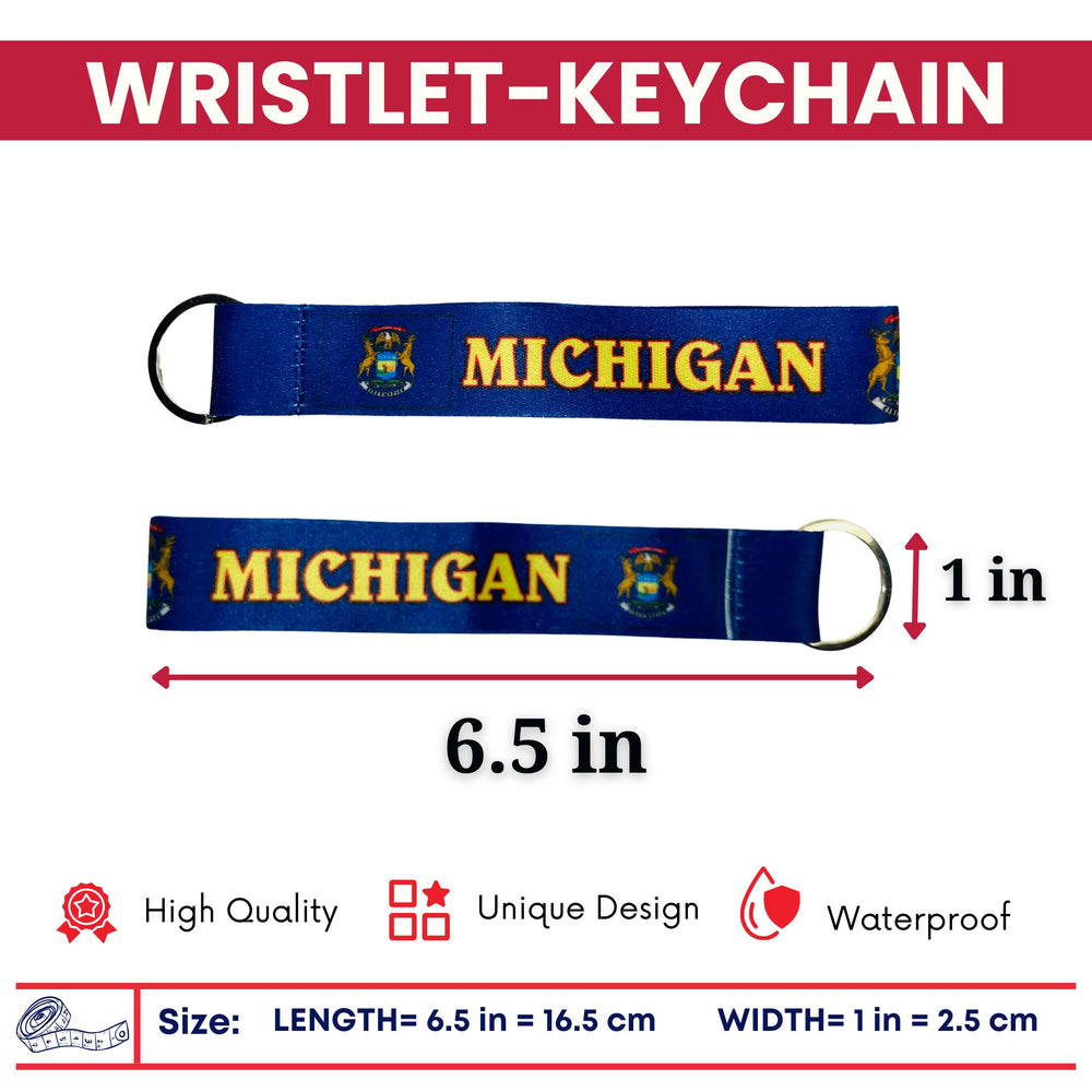 Wristlet Keychain - State Flag Michigan - USA - K078