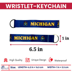 Wristlet Keychain - State Flag Michigan - USA - K078