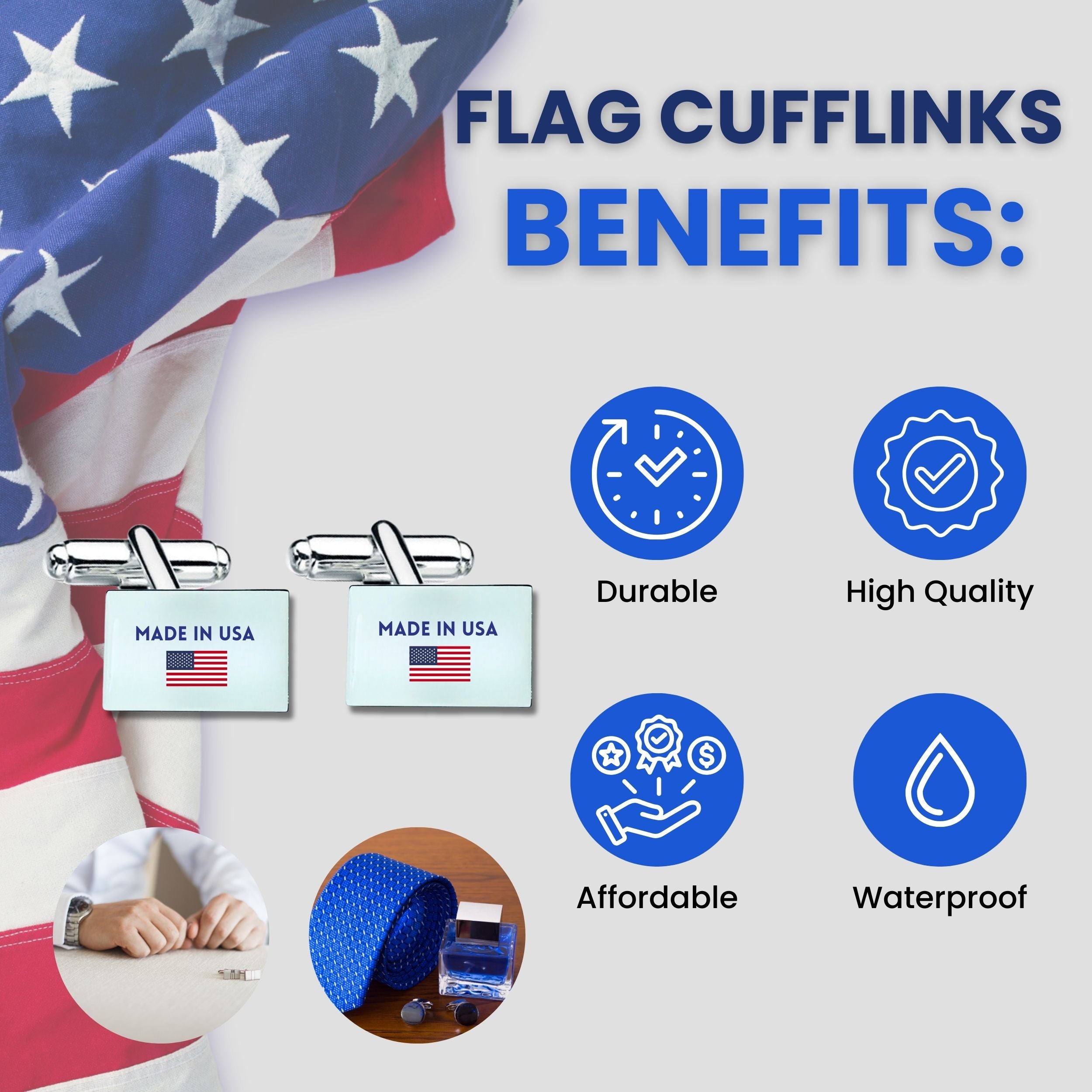 Cufflinks - State Flag Wisconsin - USA