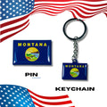 Montana flag, Enamel pin, Flag Keychain, Adorable Collections State Flags, United States Flags, Keychains, Cute pins, Limited Edition - WORLDWIDE SOUVENIRS	