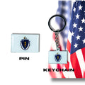 Massachusetts flag, Enamel pin, Flag Keychain, Adorable Collections State Flags, United States Flags, Keychains, Cute pins, Limited Edition - WORLDWIDE SOUVENIRS	