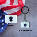 Massachusetts flag, Enamel pin, Flag Keychain, Adorable Collections State Flags, United States Flags, Keychains, Cute pins, Limited Edition - WORLDWIDE SOUVENIRS	