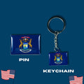 Michigan flag, Enamel pin, Flag Keychain, Adorable Collections State Flags, United States Flags, Keychains, Cute pins, Limited Edition - WORLDWIDE SOUVENIRS	