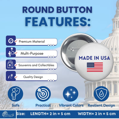 Round Button - State Flag Ohio - USA