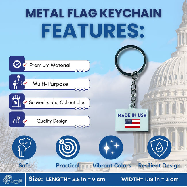 Metal Keychain - State Flag Rhode Island - USA