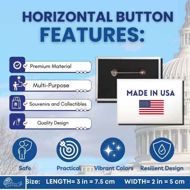 Horizontal Button - State Seal Minnesota - USA