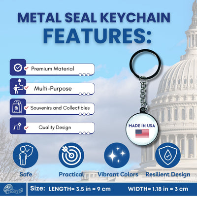 Metal Keychain - State Seal Kansas - USA