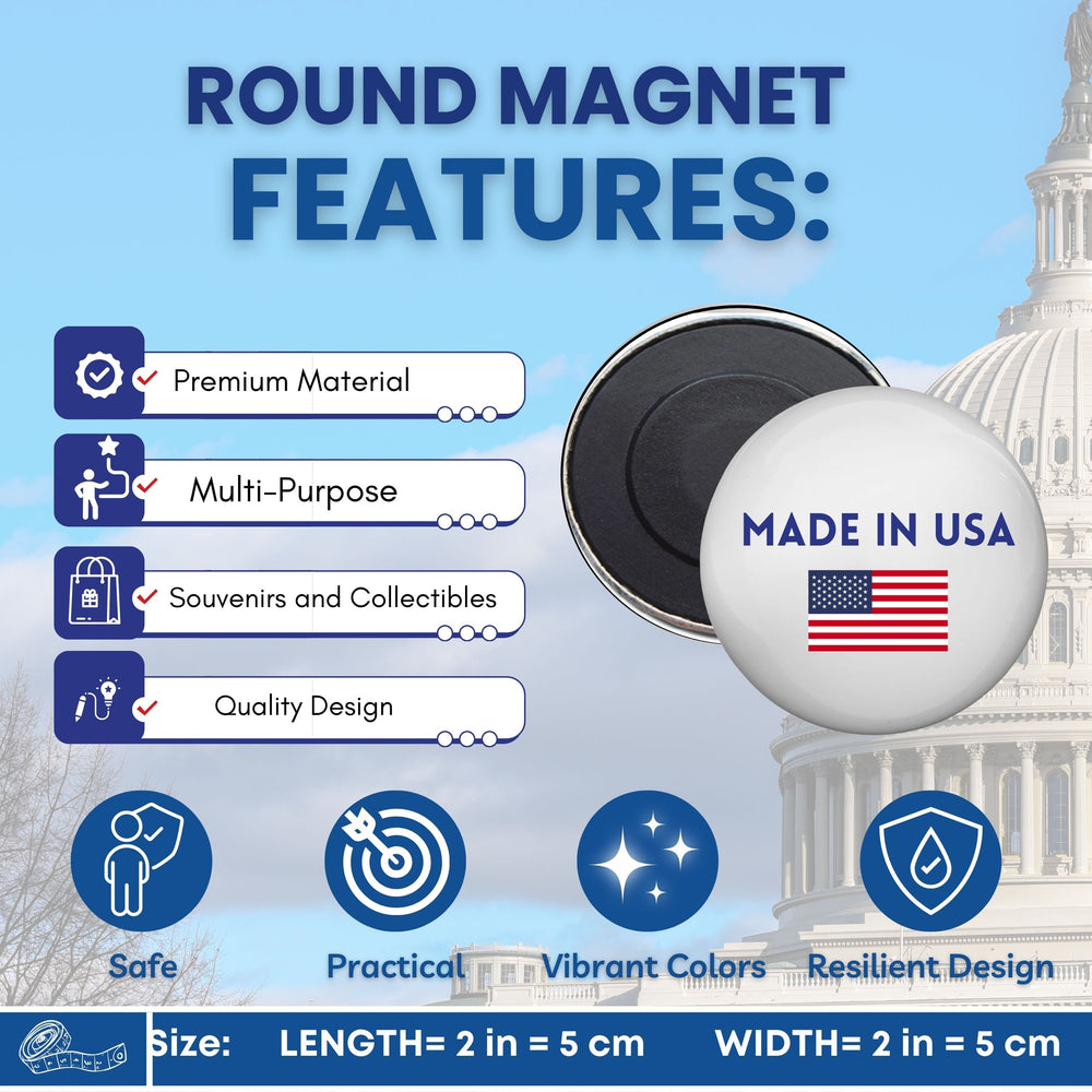 Round Magnet - Flag United States - USA