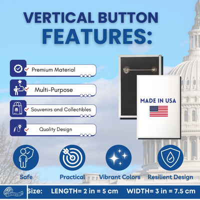 Vertical Button - State Flag South Dakota - USA