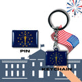 Indiana flag, Enamel pin, Flag Keychain, Adorable Collections State Flags, United States Flags, Keychains, Cute pins, Limited Edition - WORLDWIDE SOUVENIRS	