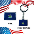 Maine flag, Enamel pin, Flag Keychain, Adorable Collections State Flags, United States Emblem Flags, Keychains, Cute pins, Limited Edition - WORLDWIDE SOUVENIRS	