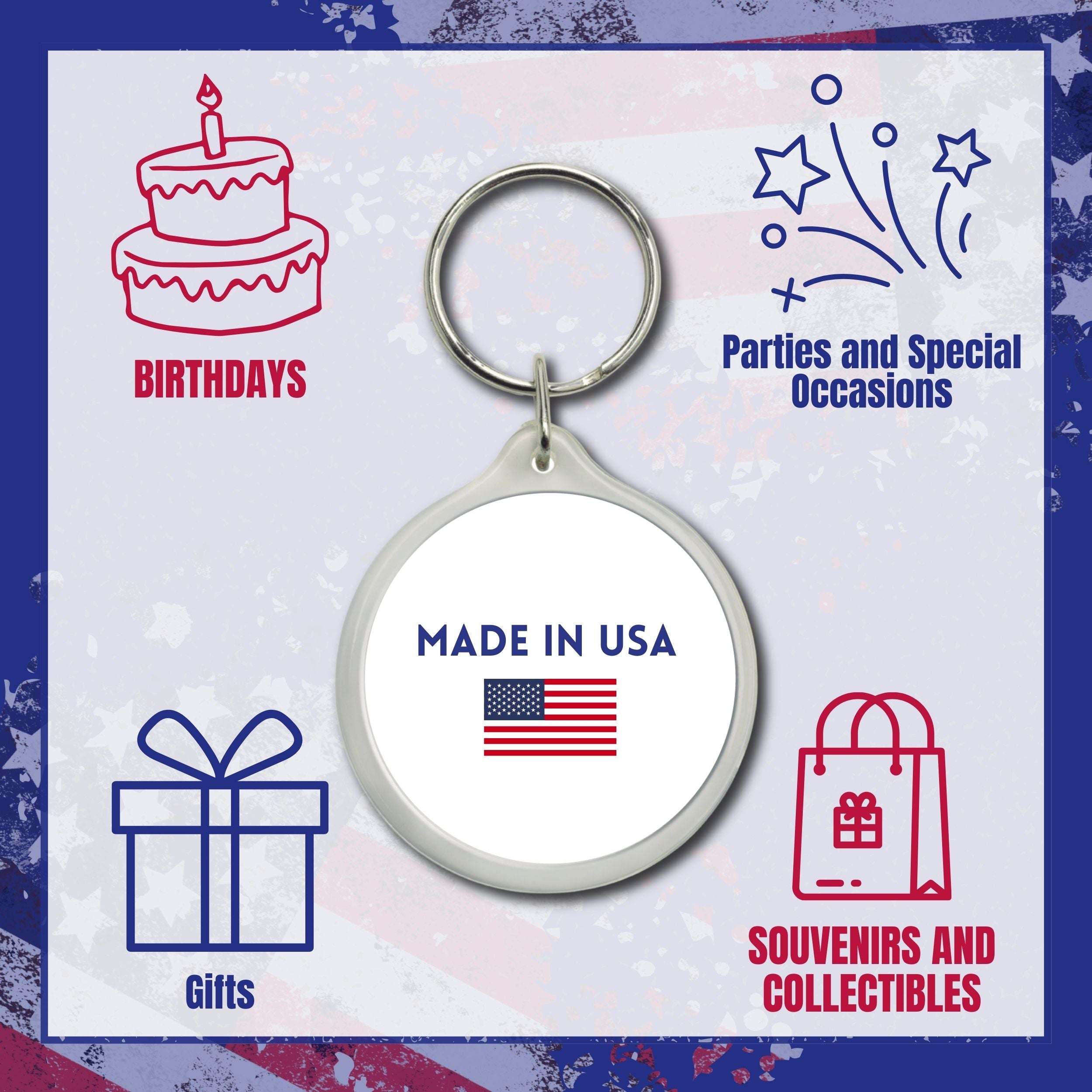 Round Acrylic Keychain - State Flag Michigan - USA