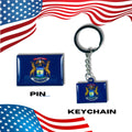 Michigan flag, Enamel pin, Flag Keychain, Adorable Collections State Flags, United States Flags, Keychains, Cute pins, Limited Edition - WORLDWIDE SOUVENIRS	