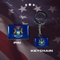 Michigan flag, Enamel pin, Flag Keychain, Adorable Collections State Flags, United States Flags, Keychains, Cute pins, Limited Edition - WORLDWIDE SOUVENIRS	