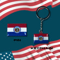 Missouri flag, Enamel pin, Flag Keychain, Adorable Collections State Flags, United States Flags, Keychains, Cute pins, Limited Edition - WORLDWIDE SOUVENIRS	