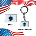 Massachusetts flag, Enamel pin, Flag Keychain, Adorable Collections State Flags, United States Flags, Keychains, Cute pins, Limited Edition - WORLDWIDE SOUVENIRS	