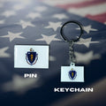 Massachusetts flag, Enamel pin, Flag Keychain, Adorable Collections State Flags, United States Flags, Keychains, Cute pins, Limited Edition - WORLDWIDE SOUVENIRS	