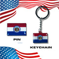 Missouri flag, Enamel pin, Flag Keychain, Adorable Collections State Flags, United States Flags, Keychains, Cute pins, Limited Edition - WORLDWIDE SOUVENIRS	