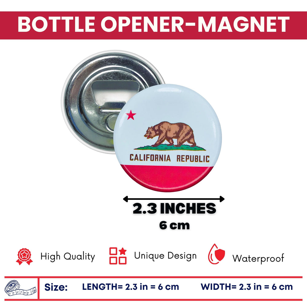 Bottle Opener-Magnet - State Flag California - USA