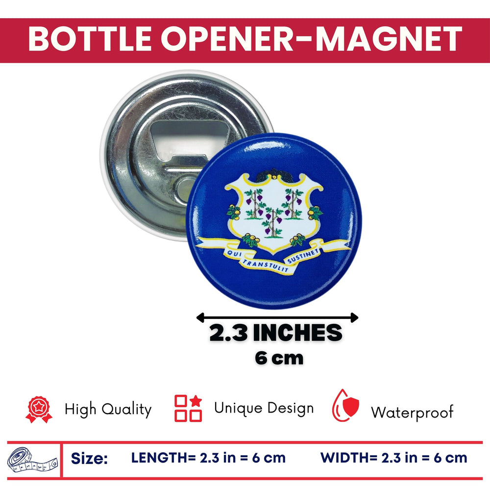 Bottle Opener-Magnet - State Flag Connecticut - USA