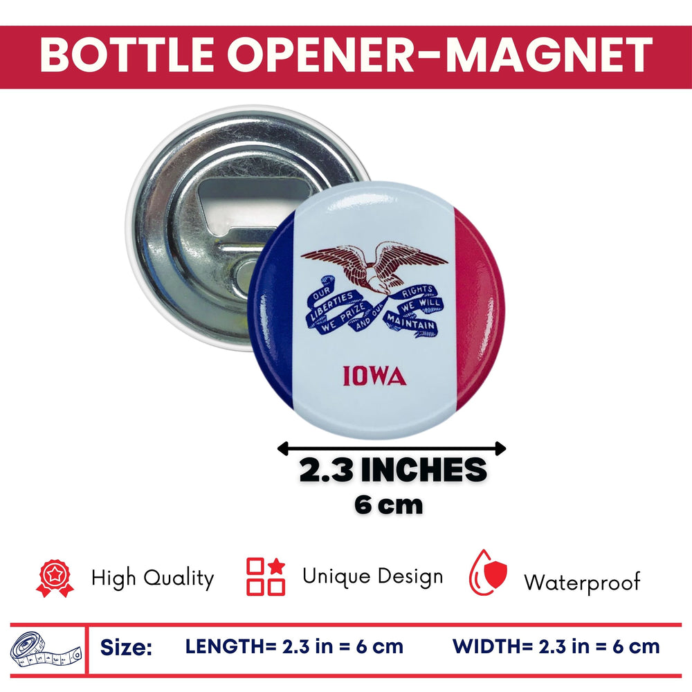 Bottle Opener-Magnet - State Flag Iowa - USA