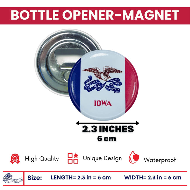 Bottle Opener-Magnet - State Flag Iowa - USA