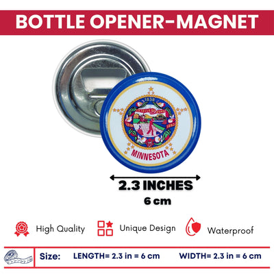 Bottle Opener-Magnet - State Flag Minnesota - USA
