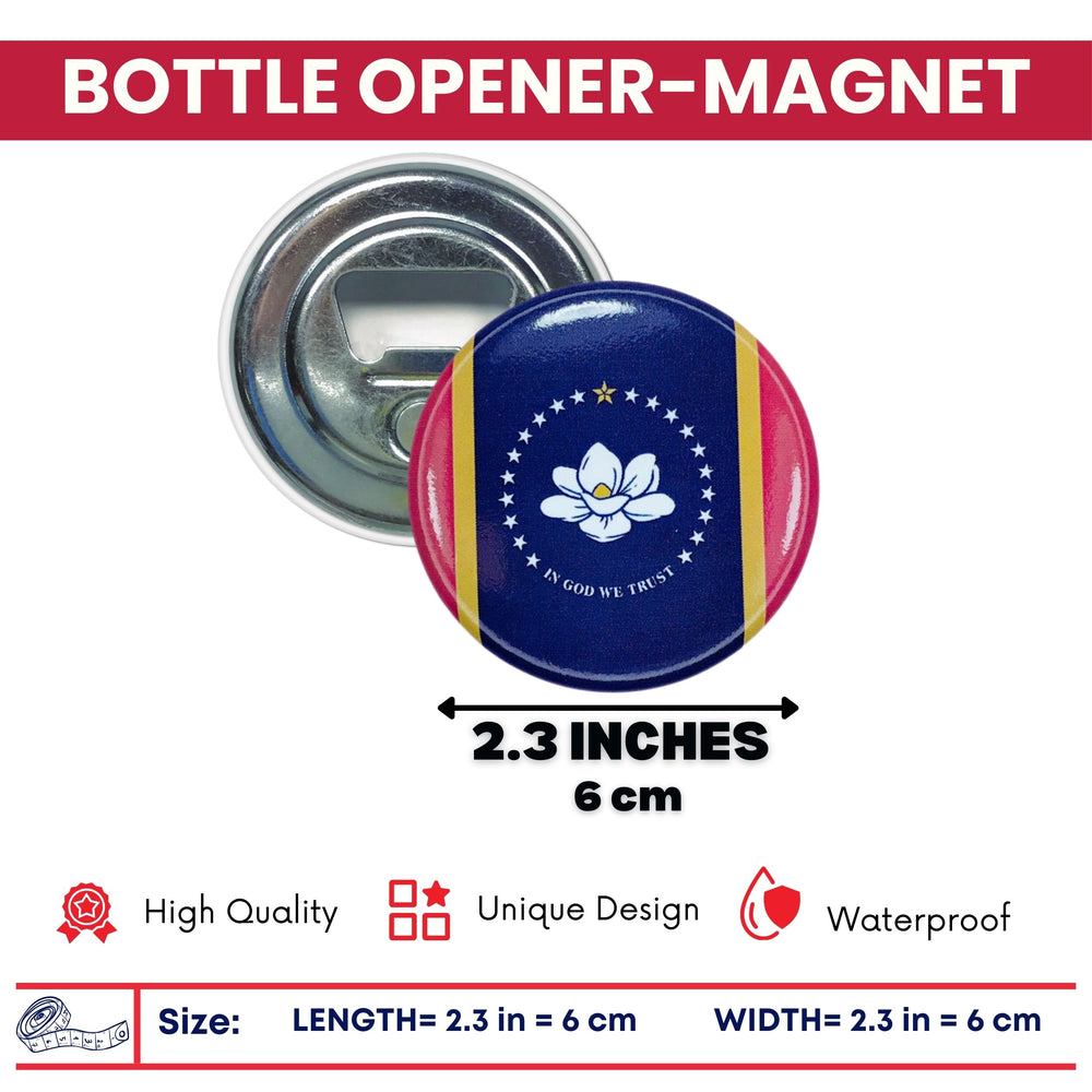 Bottle Opener-Magnet - State Flag Mississippi - USA